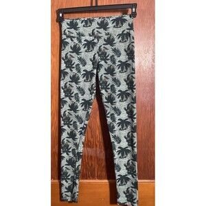 LuLaRoe OS Leggings Palm Trees Coconut Palm  - One Size Floral  Green Gray